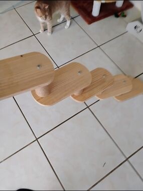 Wooden Cat Stepper Ramp - Light Natural Finish
